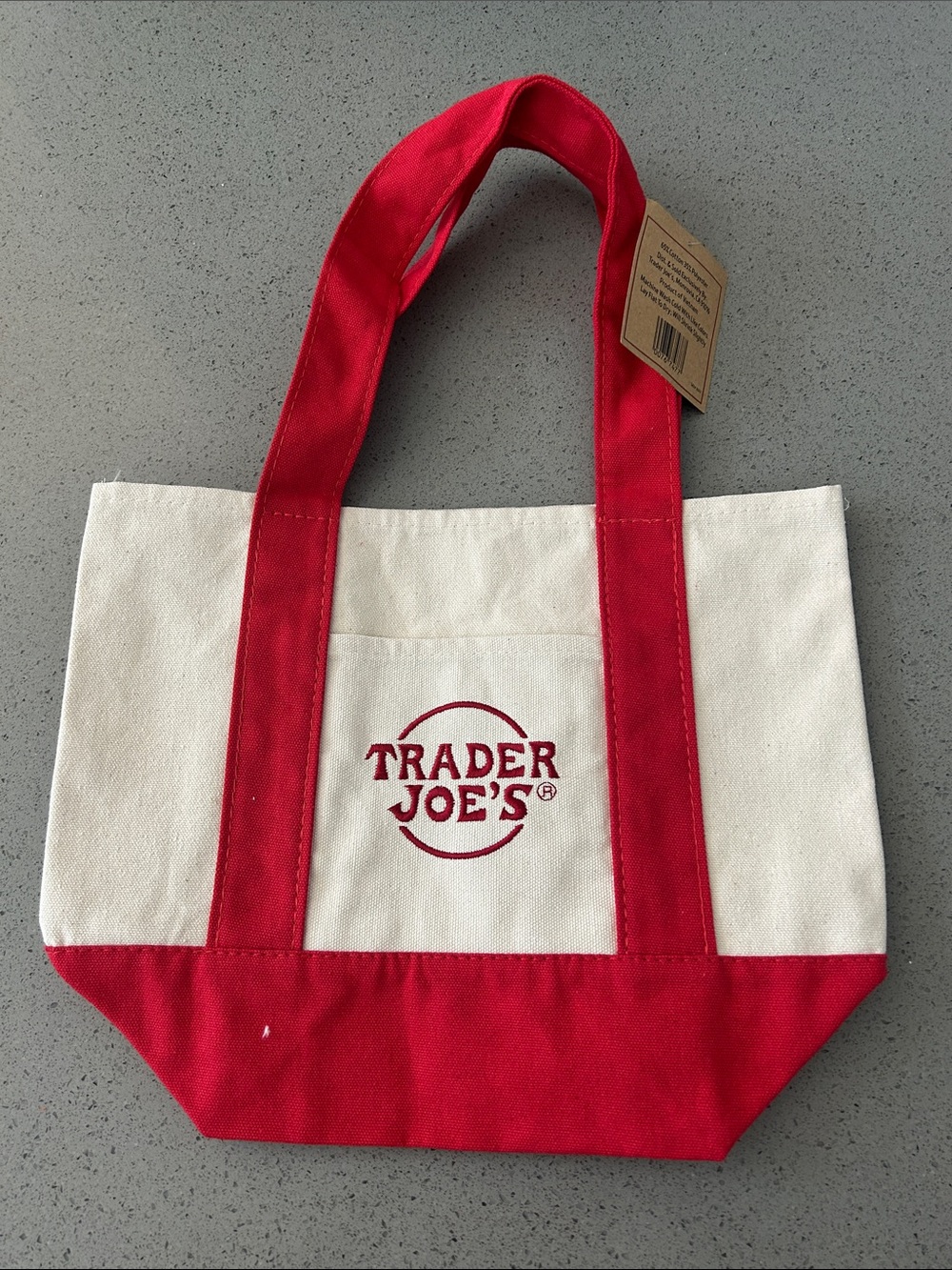 Trader Joe's Red & White Canvas Tote Bag